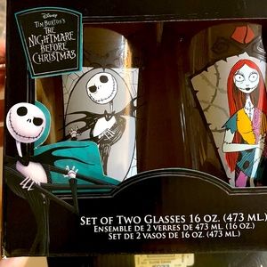 Tim Burton’s The Nightmare Before Christmas Set Of 2-16 Oz Glass Cups